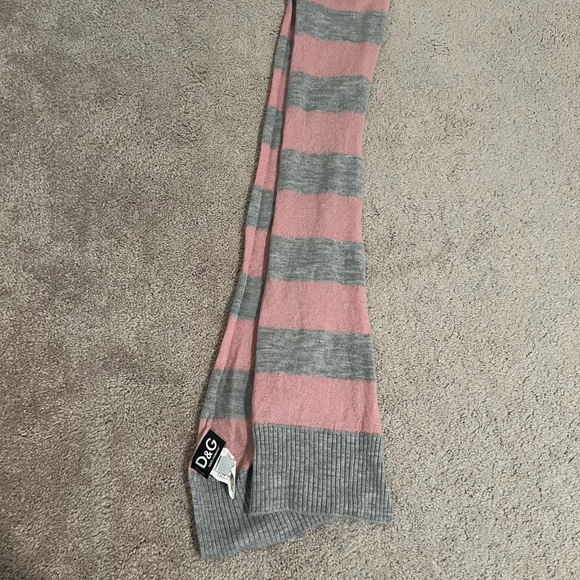 Dolce & Gabbana Pink and Gray Striped Scarf - Picture 1 of 5